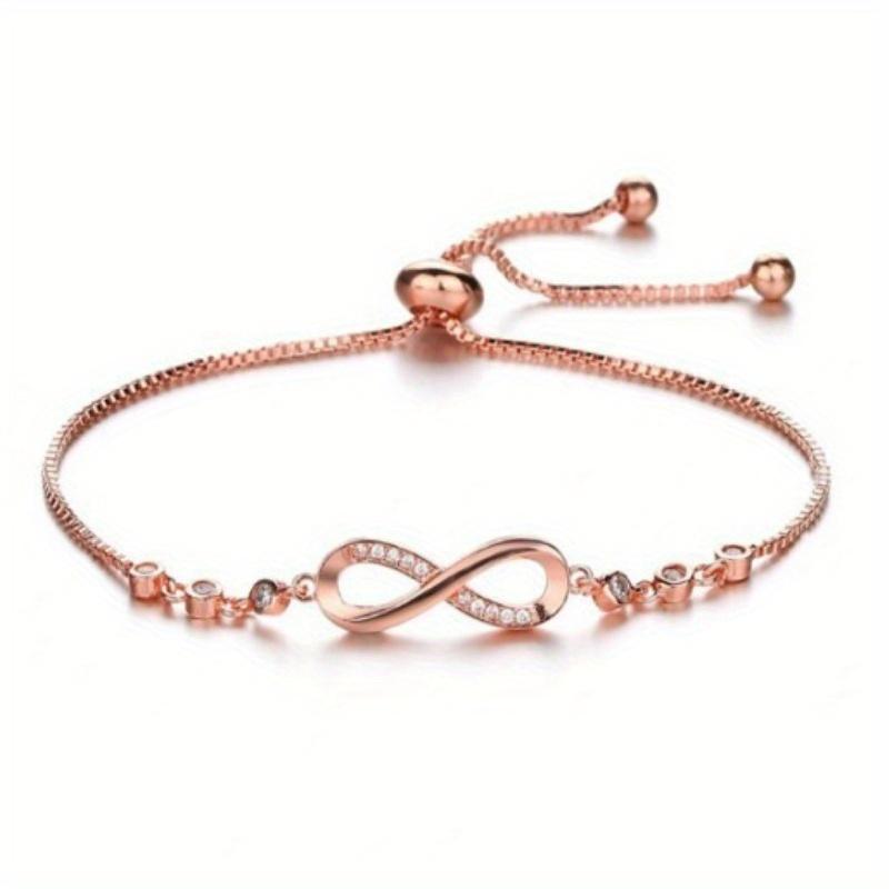 8-Character Bracelet Adjustable Infinity Bracelet with Faux Crystal Accents Women Simple Fashion Bracelet Jewelry Perfect Gift for Any Occasion