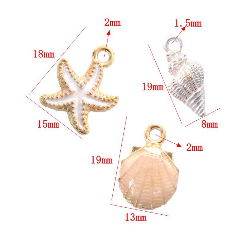 Multicolor Starfish & Seashell Conch Pendant — Marine Life DIY Alloy Jewelry Accessory
