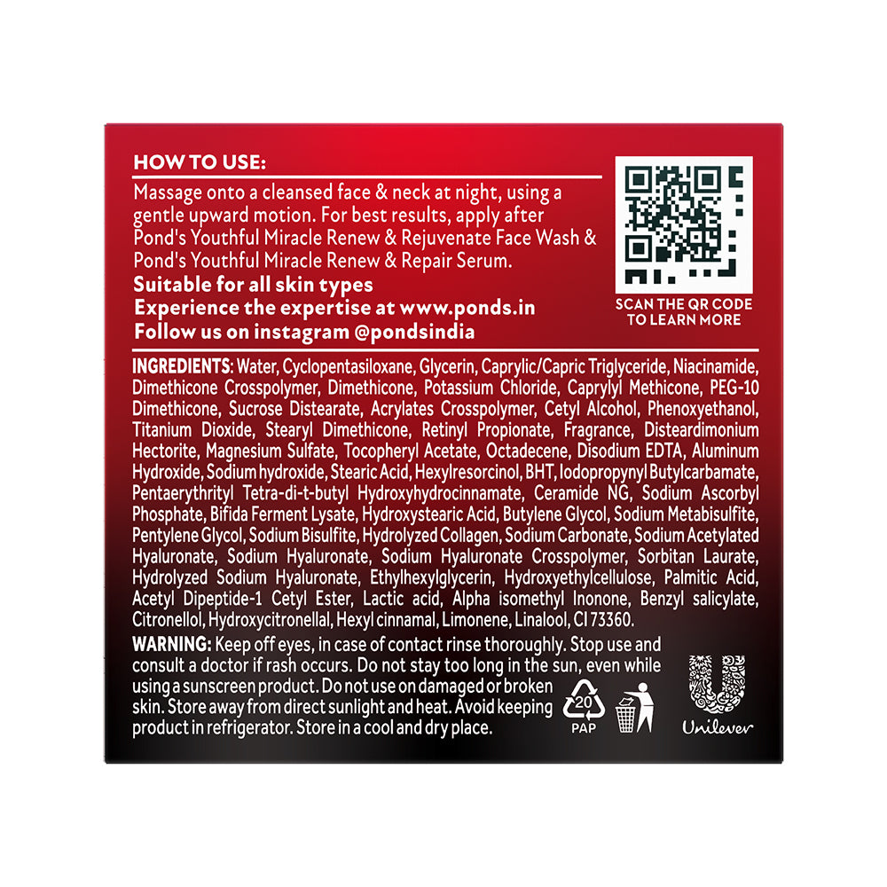 Pond’s Age Miracle Anti Aging Night Cream With Retinol-C For Wrinkles Fine Lines Firm Skin 50g Pack Of 1