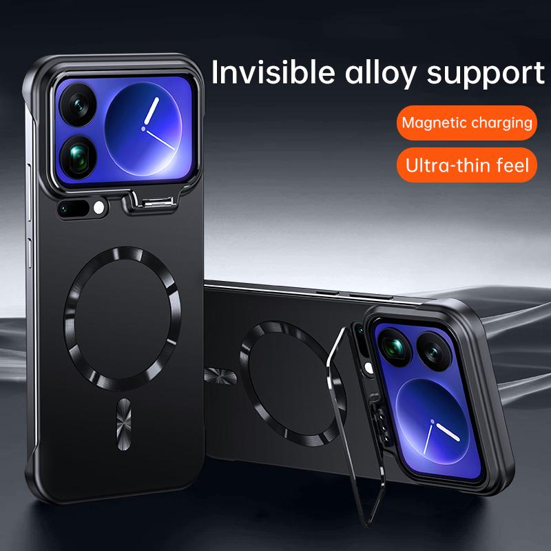 Ultra Thin Metal Lens Holder for Magsafe Magnetic Phone Case for Xiaomi Mi 17 15 14 Pro Max Solid Matte Frameless Hard PC Cover
