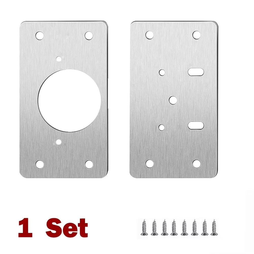 Kitchen Cupboard Door Hinge Mounting Plate With Holes Household Tools Cabinet Hinge Repair Plate Kit Flat Fixing Brace Brackets
