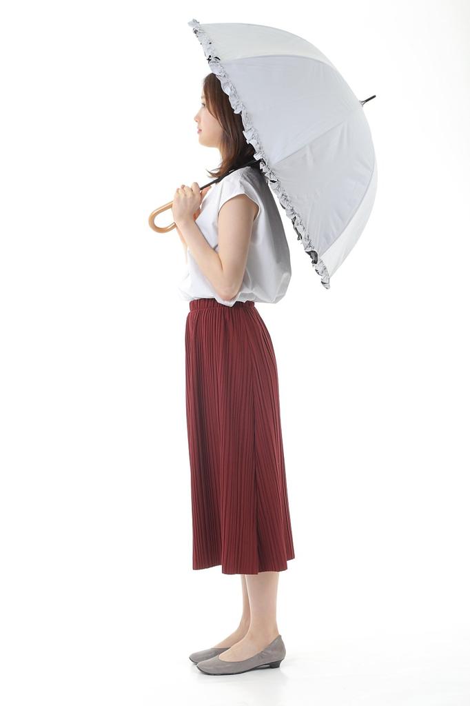 UV Light Long Light Blocks Medium Rain and Sun Fabric Back UV White Women's Parasol/rain Umbrella, Protection, Blocking, Umbrella, 99.9% Blocking,