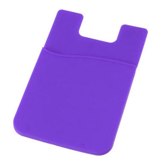 Solid Color Silicone Card Sleeve Earphones ID Credit Storage Phone Back Case