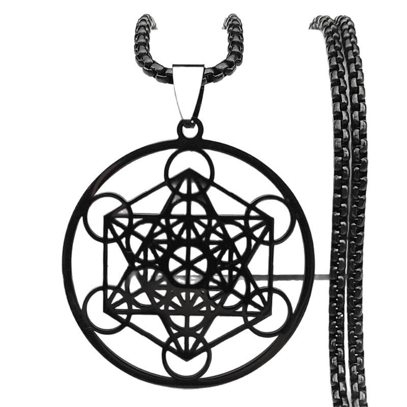 Six Star Array Hollow Pendant Men s and Women s Geometric Solomon Necklace Gift 60CM