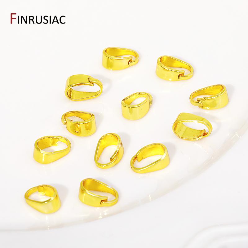 18K Gold Plated Brass Pendants Pinch Bail Clasps,Snap Bail Hook Melon Seeds Clasps Connector For DIY Necklace Making Accessories