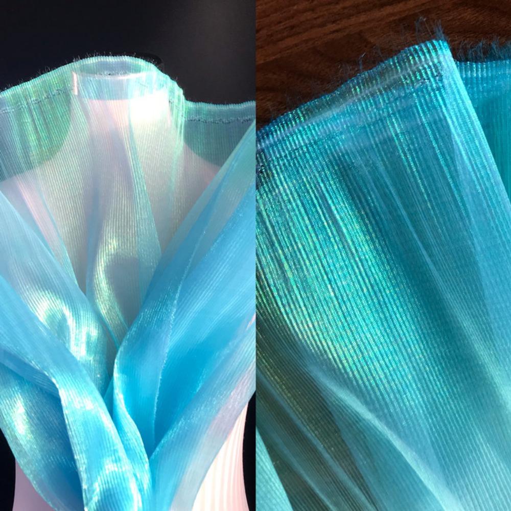 100x150cm Organza Fabric Pleated Mermaid Fairy Designer Cloth Colorful Straighten Apparel Sewing Fabrics