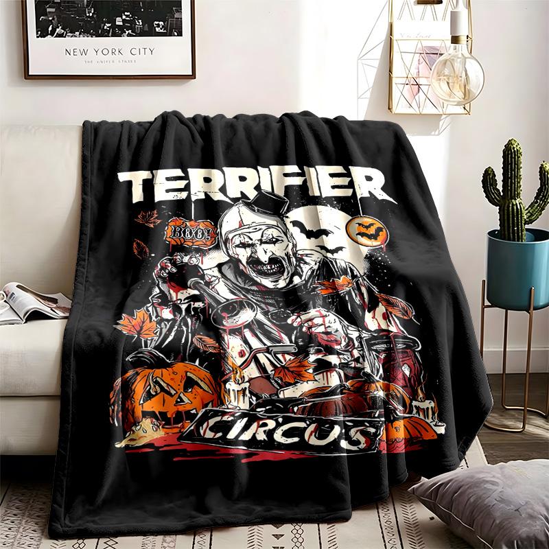 Terrifier Theme Blanket Suitable For The Sofa Camping And Travel Made Of Soft Flannel Material An Ideal Gift For Occasions Such As Birthday
