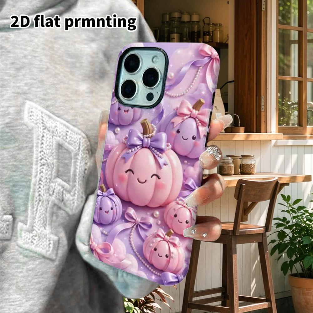 Phone Case: 2D Flat Design Suitable for iPhone 18, 17, 16, 15, 14, 13 Pro Film Protective Case, Couple Style, Cute Pumpkin, Christmas and Halloween Gi