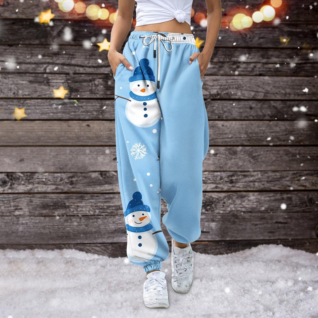 Damen Casual Fashion Jogginghose Weihnachten bedruckte Freizeithose