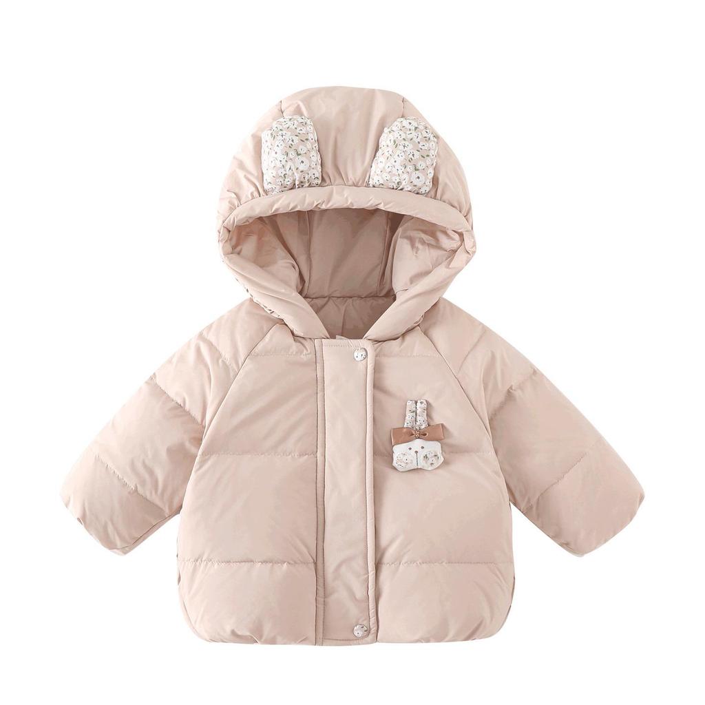 Girls' Winter Down Jacket 2025: Thick Fleece-Lined White Duck Coat for Kids