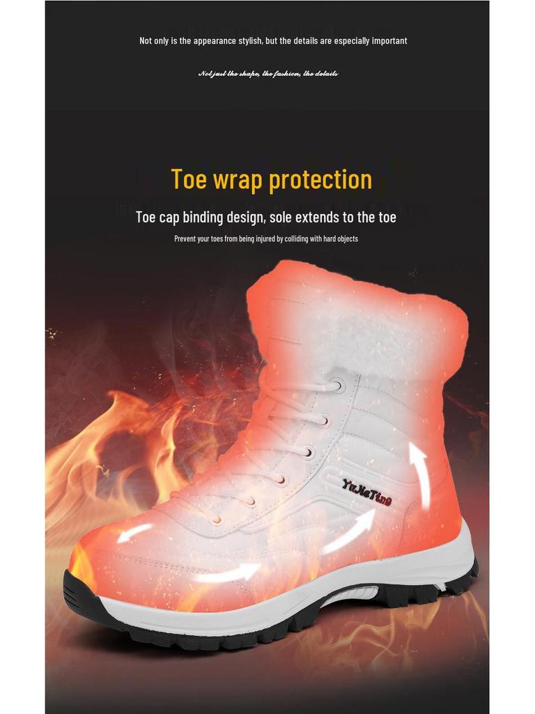 Unisex Mid-Calf Winter Snow Boots with Velvet Lining - Warm Outdoor Footwear for Men and Women