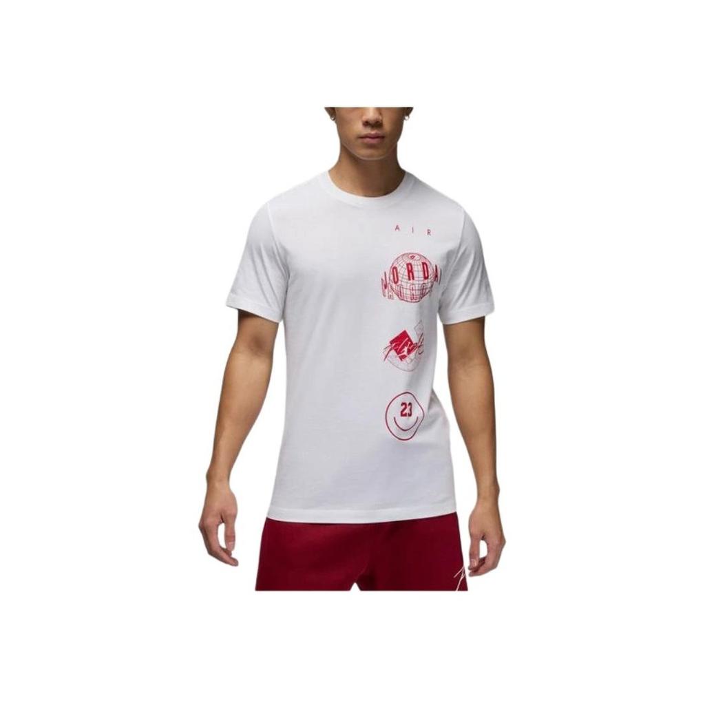 Nike Round Neck Pattern Printed Logo Breathable T-Shirt Men Tops White FN6028-100