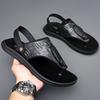 Mode Outdoor Leder Sommer Flip-Flops Atmungsaktiv Lässig Slipper Flats Doppelzweck Herren Sandalen Komfort Hausschuhe Schnelltrocknend Männlich Halbschlepp