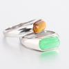 European and American 8MM Stainless Steel Ring with Inlaid Natural Stone - Versatile Retro Fashion Finger Ring