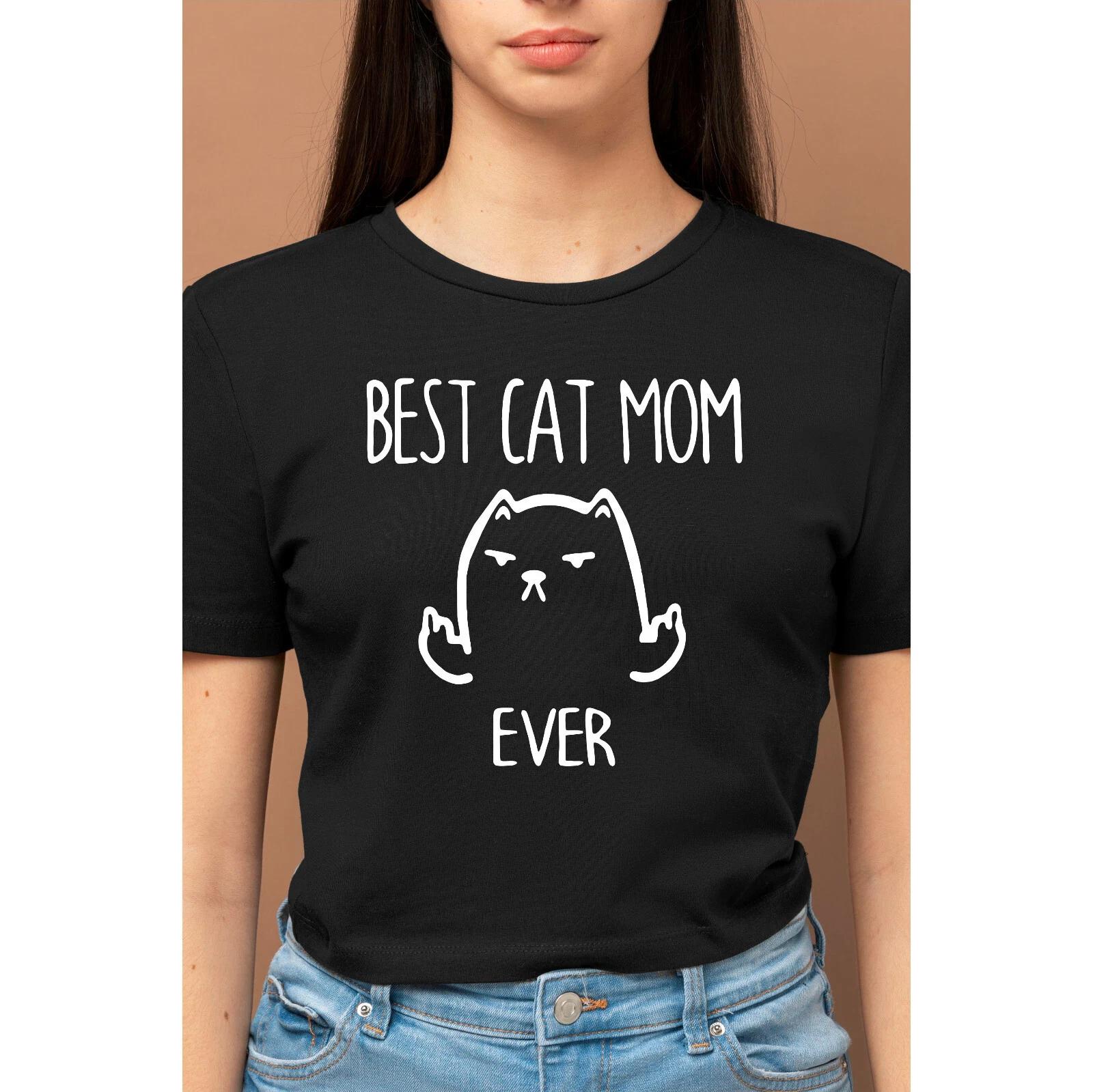 Best Cat Mom Ever T-Shirt, Retro Vintage Mother s Day Mama Cat Adults Tee Top 4XL