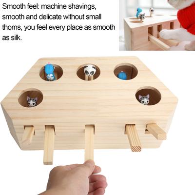 Katzen-Ermüdungs-Spielzeug Holz und Silikon Interaktives Katzen-Maus-Jagdspielzeug Kätzchen-Puzzle-Spielzeug Haustier-Spielzeug Zubehör