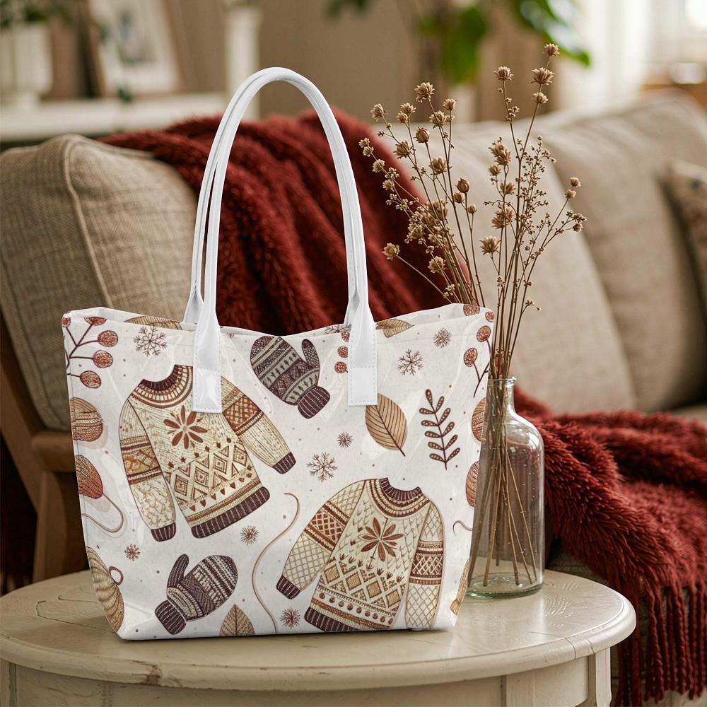 Winter Cozy Themed All Over Print Shoulder Tote Bag for Daily Use