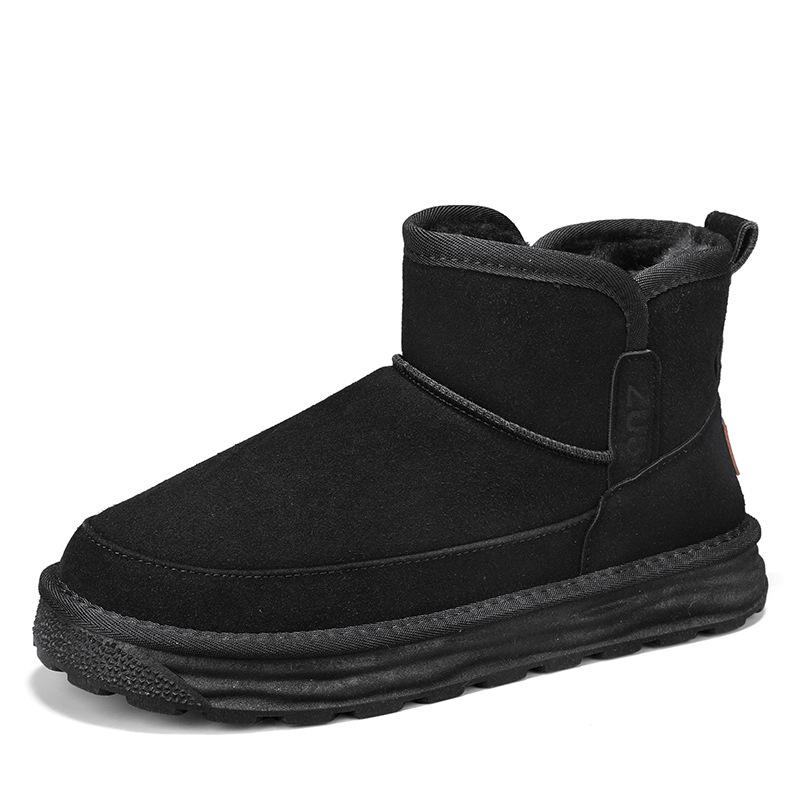 Northeast Snow Boots Men's Leather Short Boots Winter Velvet Thickened Large Cotton Shoes Warm Bread Shoes