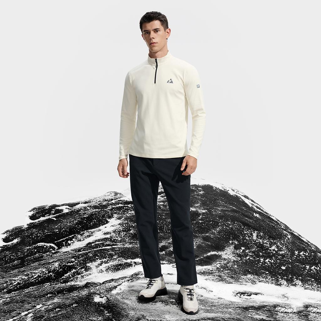 Fila Explorer Hochwertiges Lässiges Sport Klassisches Bequemes Weiches Gestricktes Warmes Langarm-T-Shirt Herren Oberteile Tau-Weiß A11M547203FIV