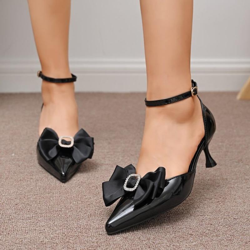 

Модные туфли-лодочки Fashion Hlieny винно-красного цвета с ремешком на щиколотке, на шпильке, для женщин, из лакированной кожи с бантом, с острым носком, с ремешком на пятке, на высоком каблуке, сандалии, женские туфли-лодочки 43 чёрный