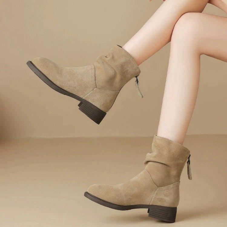 Martin Boots Women's New Short Boots Autumn Thick Heel Boots Retro Stacked Single Boots