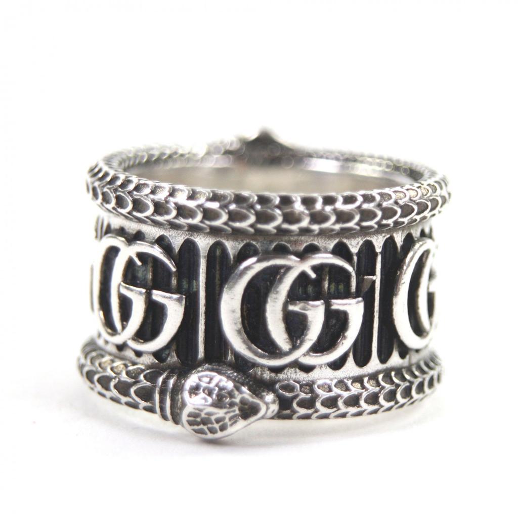 Great GUCCI Ring Snake Double G Silver AG925 mens 14 Used
