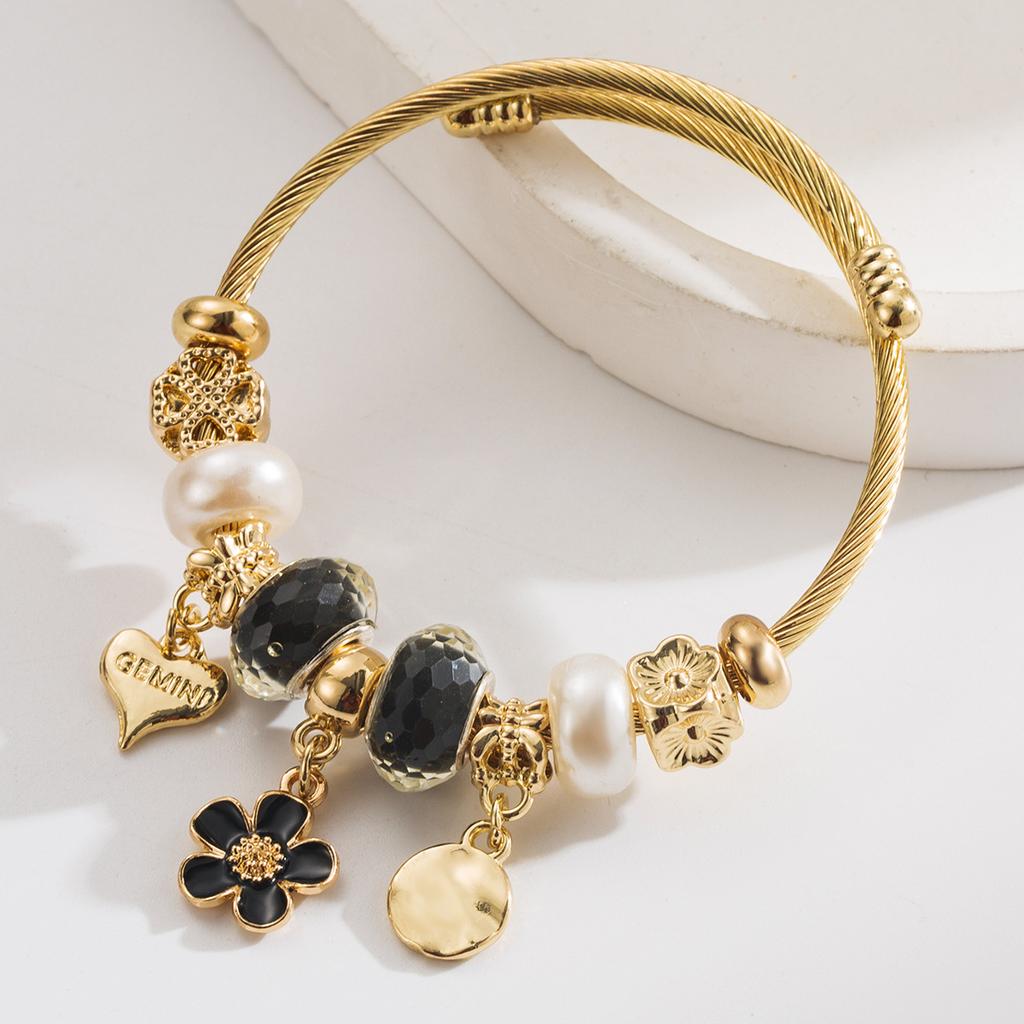 Alloy Adjustable Demon Eye Four-Leaf Clover Rabbit Letter Beaded Bracelet for Women
