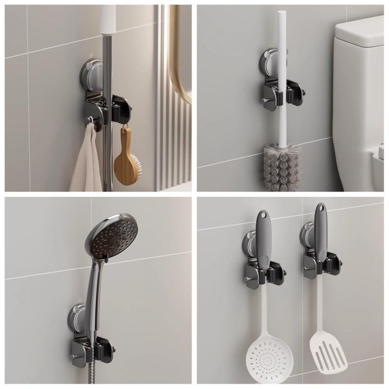 No-Punch Suction Mop & Broom Holder for Bathroom & Balcony