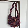 Bohemian Knitted Hobo Bag Women's Vintage Ethnic Pattern Plush Shoulder Purse Soft Winter Large Capacity Commute Crochet Handbag