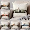 Simple Casual Funny Cartoon Animals Cars Art Cushion Cover Linen Pillow Case Soft Breathable Protective Couch Room Decoration