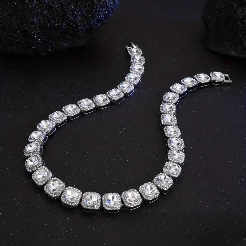 Square Diamond Diamond Inlaid Pet Collar Necklace Metal Dog Chain Dog Collar Pet Accessories