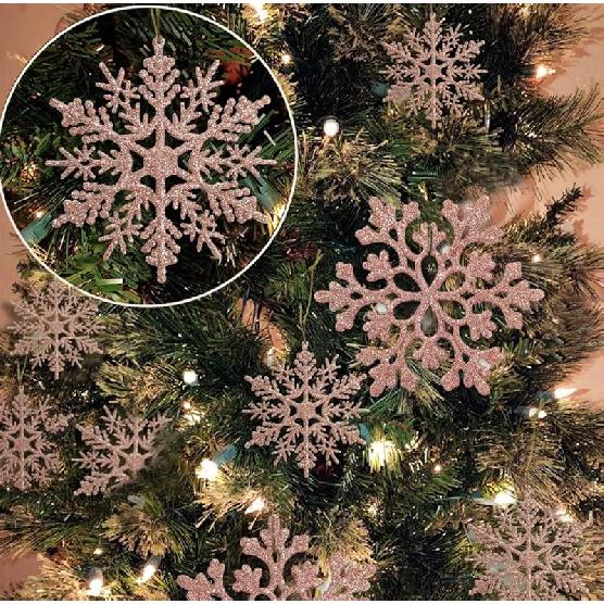 36pcs Snowflakes-Christmas Tree Decorations, Snowflake Ornaments for Tree, Plastic Glitter White Snow Flakes Ornaments, Christmas Indoor Winter
