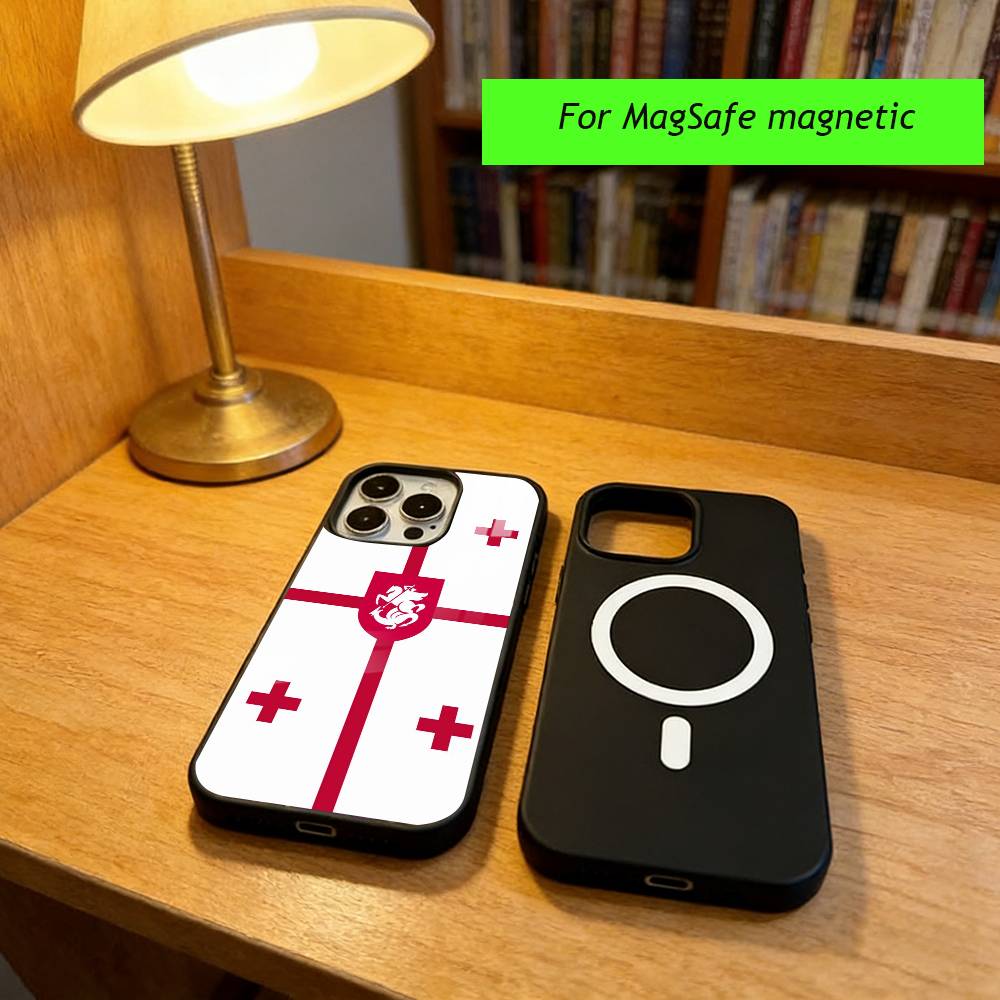 Georgien Flagge Handyhülle Für iPhone17,16,15,14,13,12,11 Plus,Pro Magnetisch Für Magsafe Kabelloses Laden