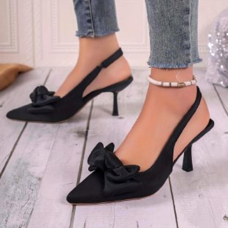 New Women Sandals  Brand High Heels Sandals Sexy Pointed Toe Slip On Bow Casual Shoes Office High Heels Women Shoes