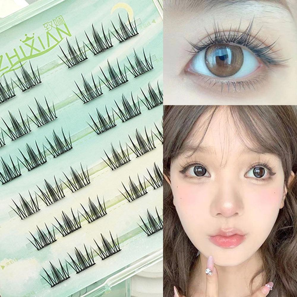 Glue Free Manga Lashes With Jelly Glue Strips 3D False Eyelashes Cat Elf Eyelashes  Party Supplies
