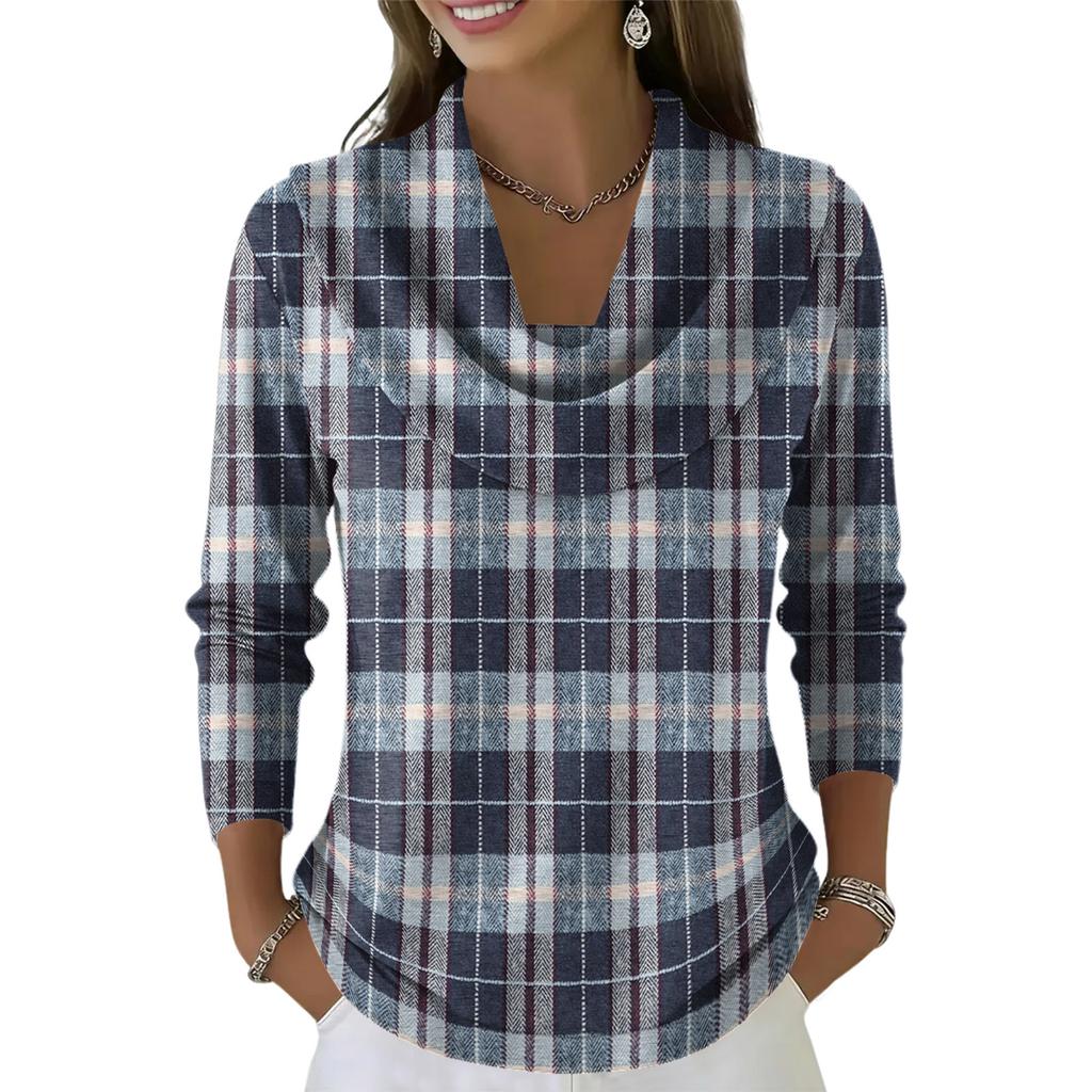 Dámský ležérní a módní svetr s dlouhým rukávem a potiskem, kulatým výstřihem