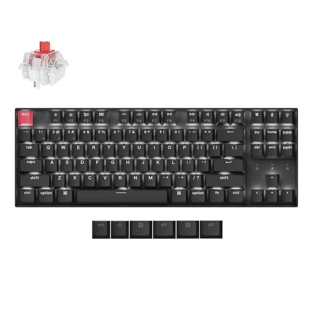 K8 Version 2 QMK Wireless Custom Mechanical Bluetooth Wired LED Windows Compatible Super Mechanical Red [Keychron Keyboard, TKL, 5.2, Compatible/QMK