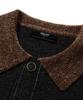 TRILLION Leather Patchwork Velvet Cardigan Knit_Black