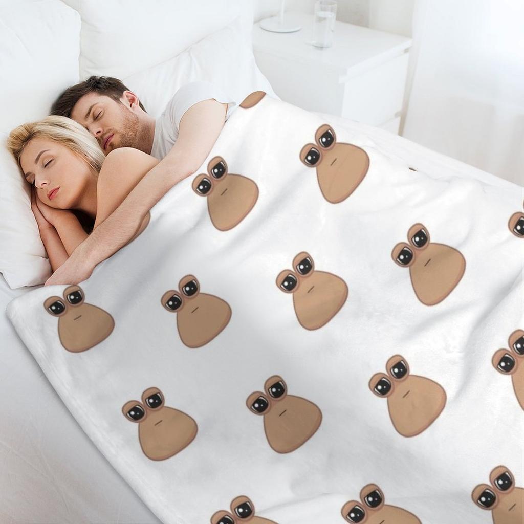 Sad Cute Little Cursed Pou Throw Blanket Men's Soft Warm Throw Blanket for Couch
