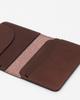 Matt Folding Full Grain Leather Business Card Holder Dark Brown