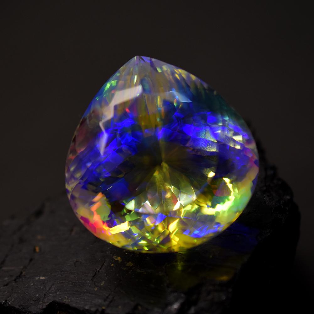Lab-Created Rainbow Topaz Loose Gemstone 212 Ct Mystic Pear Cut for Jewelry Making and Crafts
