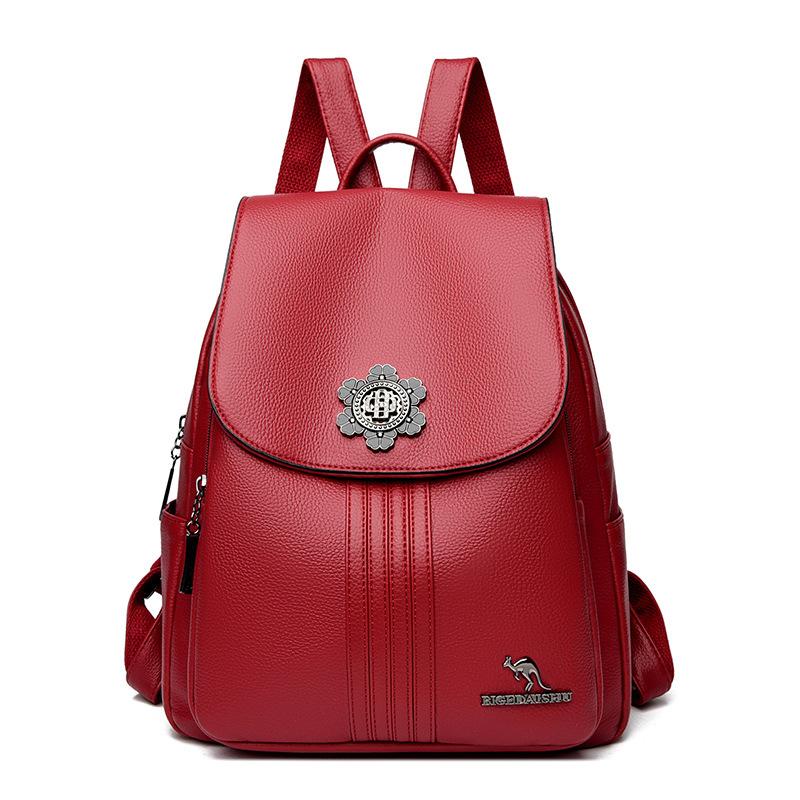 Women's Soft Leather Backpack Large Capacity Backpack Travel Schoolbag