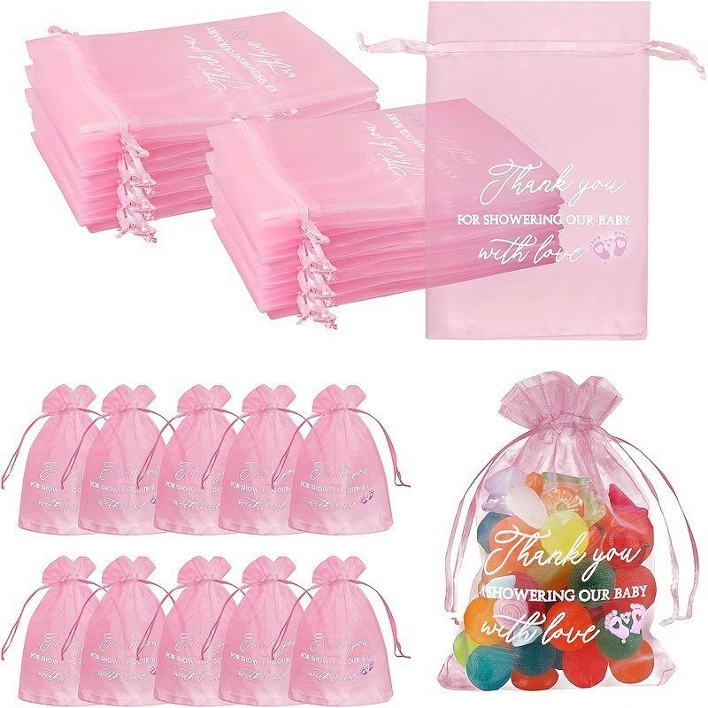 

Thank You Mesh Gift Bag Jewelry Storage Packaging Bag Candy Party Drawstring Pouch 50pcs