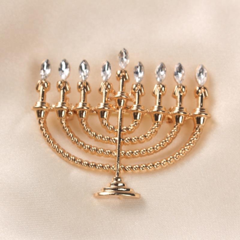 

Подсвечник Ханука Свеча Полотенце Пряжка Бриллиант Креативный Дизайн Sense Сплав Брошь золотой