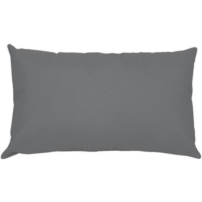 Taie d'oreiller - GAMME ALICIA - 50x70 cm - 100% coton - Couleur anthracite - Forme sac