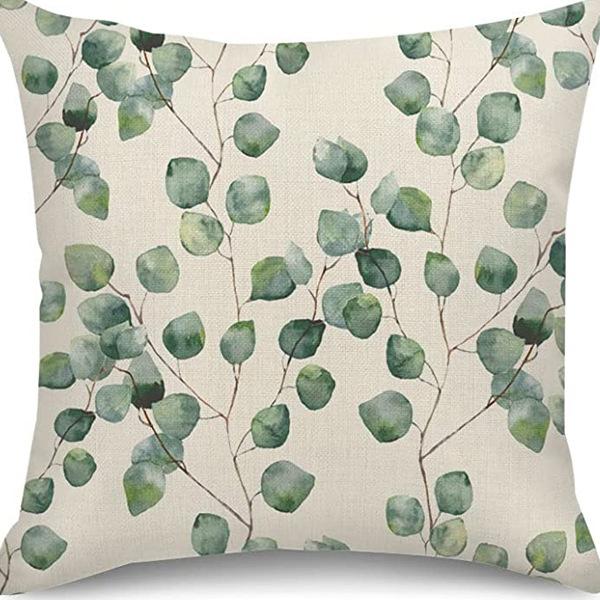 Popular Green Plant Linen Pillowcase Modern Simple Home Sofa Living Room Pillow Cushion