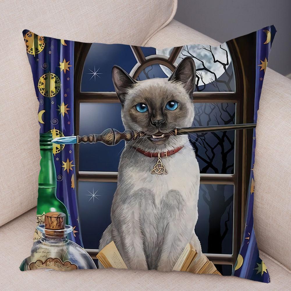 Pet Cartoon Animal Pillowcase Sofa Home Car Pillowcase Cute Watercolor Cat Cushion Cover Decoration