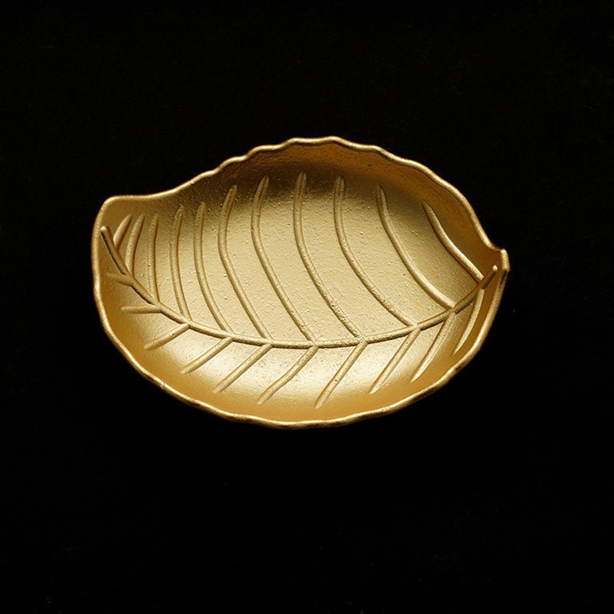 

Gold Snack Dish Pineapple & Leaf Shaped Fruit Rack Jewelry Storage Tray Serving Tray Dessert Shelf S-Style-B Leaf