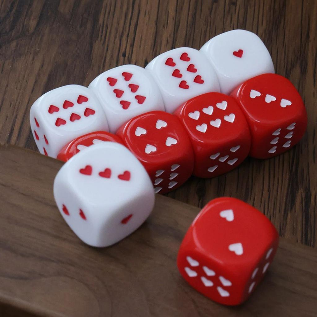 Non-Toxic 12Pcs Date Night Dice For Couples Romantic Game Heart Shaped Valentine Gift For Him Her