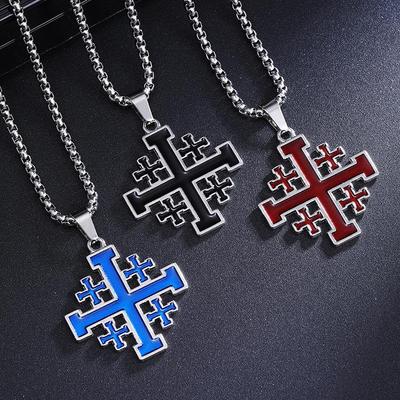 Retro Black Cross Necklace - Men's Hip Hop Stainless Steel Accessory